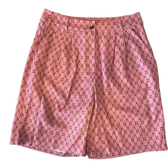 SHEIN Pants - Shein Womens High Waist Shorts Size 8 10 Zip Up Polyester Pink Black Geometric